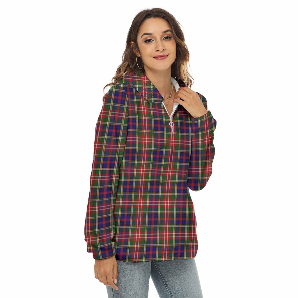 Tartan Vibes Clothing Christie Tartan Women's Borg  Half Zip Fleece Hoodie