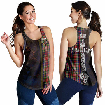 Christie Tartan Family Crest Women's Racerback Tanks Alba Gu Brath Be Brave Lion Ancient Style