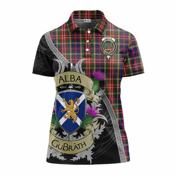 Tartan Vibes Clothing Christie Tartan Family Crest Women's Polo Shirt Lion Rampant Royal Thistle Shield Celtic Inspired
