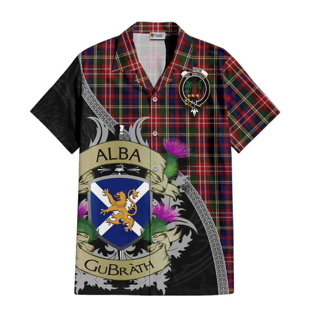 Tartan Vibes Clothing Christie Tartan Family Crest Short Sleeve Button Shirt Lion Rampant Royal Thistle Shield Celtic Inspired