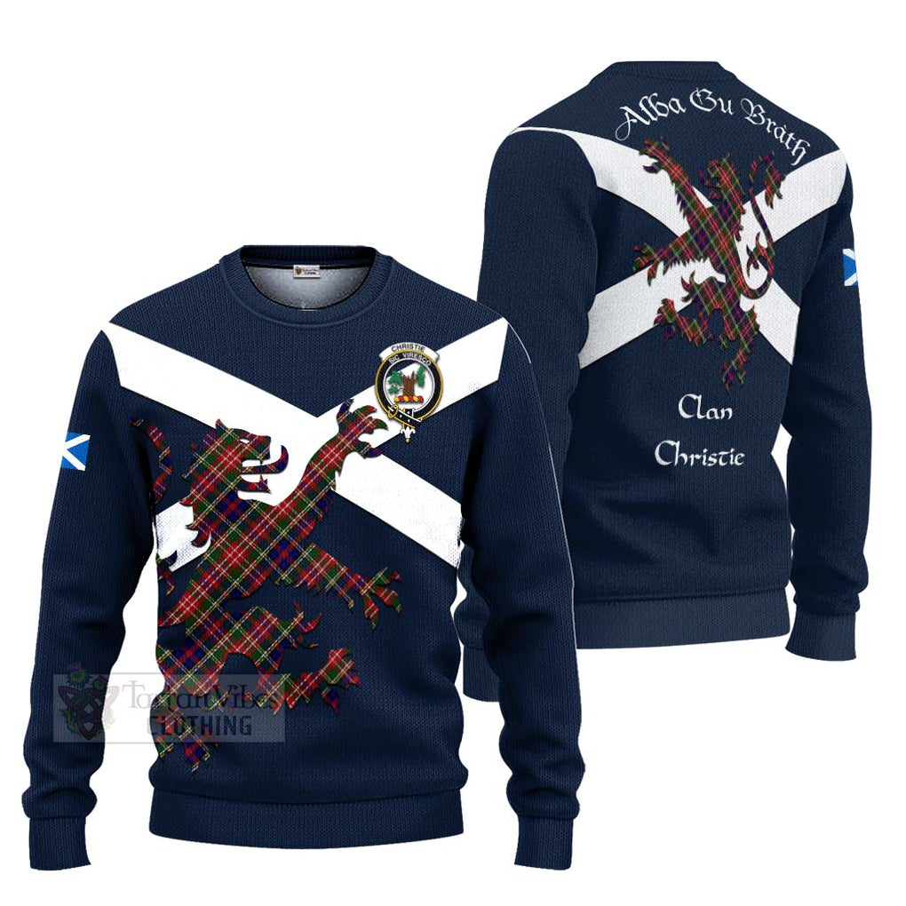 Tartan Vibes Clothing Christie Tartan Lion Rampant Knitted Sweater – Proudly Display Your Heritage with Alba Gu Brath and Clan Name