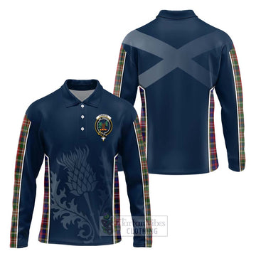 Tartan Vibes Clothing Christie Tartan Long Sleeve Polo Shirt with Family Crest and Scottish Thistle Vibes Sport Style