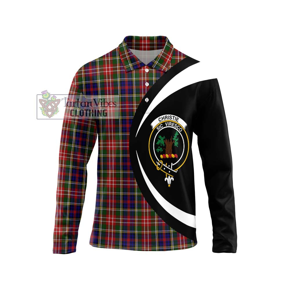 Christie Tartan Long Sleeve Polo Shirt with Family Crest Circle Style Unisex - Tartan Vibes Clothing