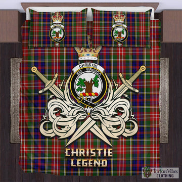 Christie Tartan Bedding Set with Clan Crest and the Golden Sword of Courageous Legacy
