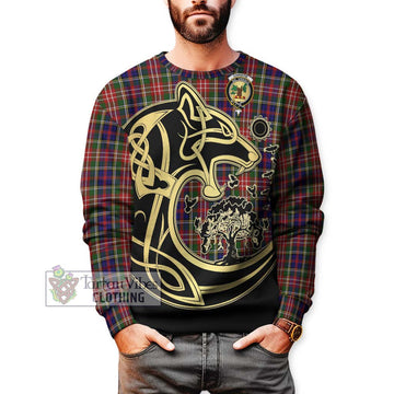 Christie Tartan Sweatshirt with Family Crest Celtic Wolf Style Unisex - Tartan Vibes Clothing