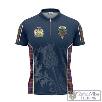 Tartan Vibes Clothing Christie Tartan Zipper Polo Shirt with Family Crest and Scottish Thistle Vibes Sport Style