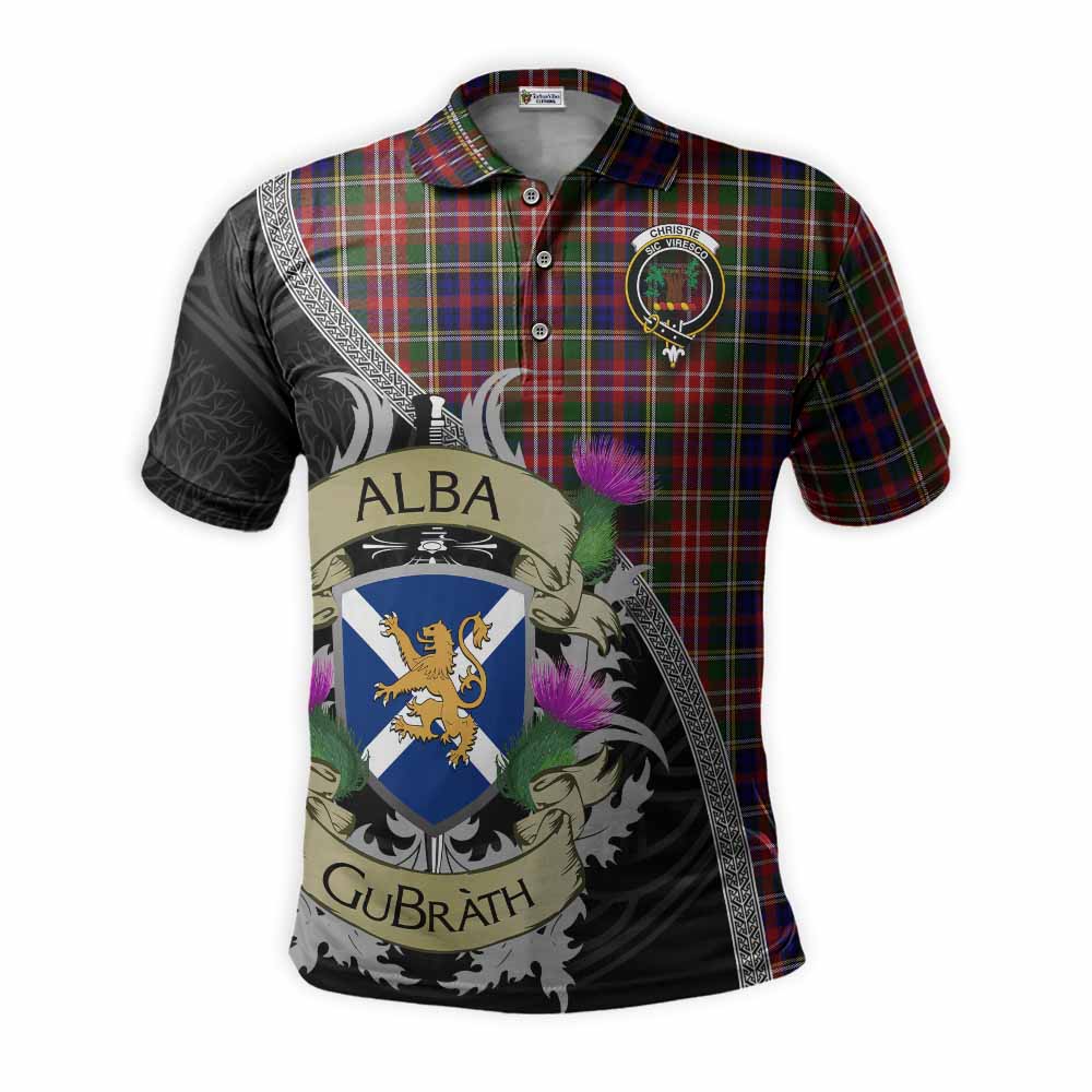 Tartan Vibes Clothing Christie Tartan Family Crest Polo Shirt Lion Rampant Royal Thistle Shield Celtic Inspired
