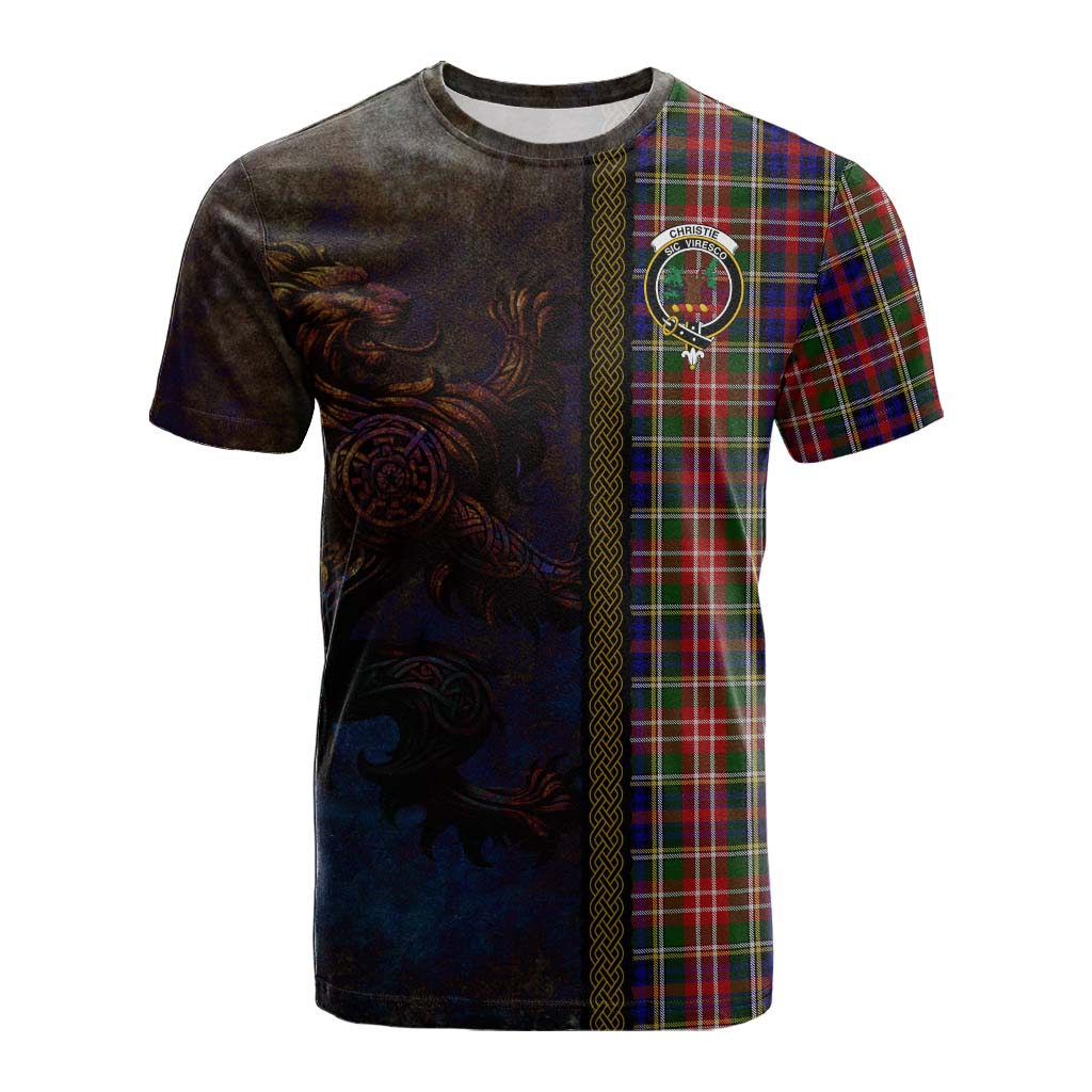 Tartan Vibes Clothing Christie Tartan Family Crest Cotton T-shirt Alba Gu Brath Be Brave Lion Ancient Style