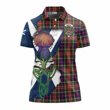 Tartan Vibes Clothing Christie Tartan Family Crest Women's Polo Shirt Scottish Thistle Celtic Inspired