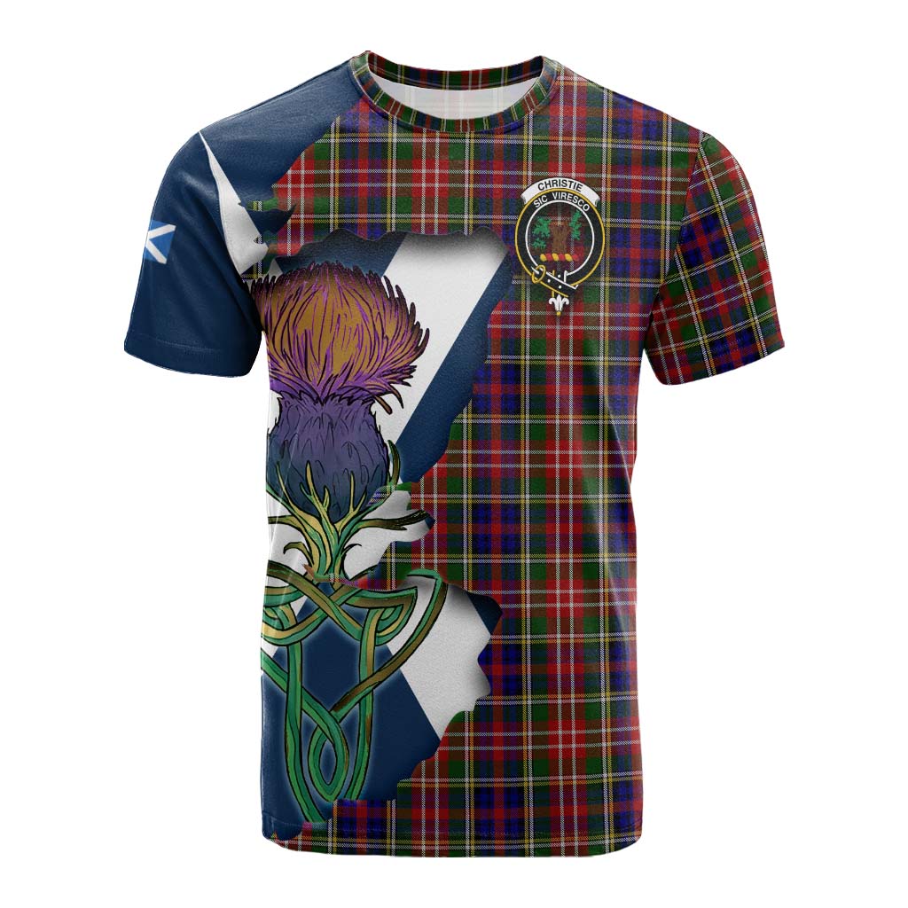 Tartan Vibes Clothing Christie Tartan Family Crest Cotton T-shirt Scottish Thistle Celtic Inspired