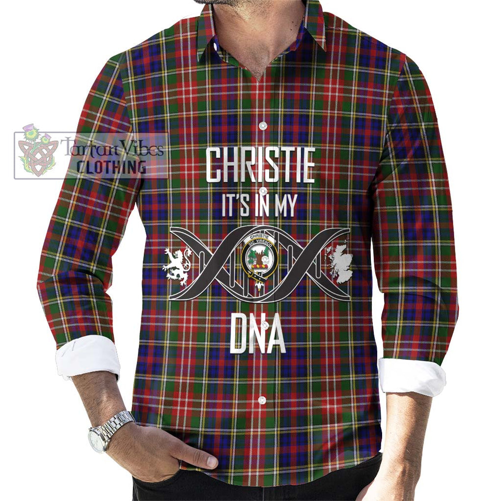 Christie Tartan Long Sleeve Button Shirt with Family Crest DNA In Me Style Men's Shirt S - Tartanvibesclothing Shop