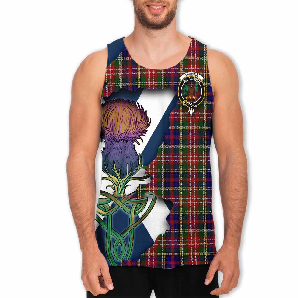 Tartan Vibes Clothing Christie Tartan Family Crest Men's Tank Top Scottish Thistle Celtic Inspired