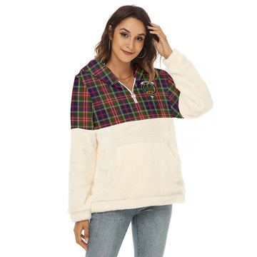 Christie Tartan Women's Borg Fleece Hoodie With Half Zip with Family Crest Female - Tartan Vibes Clothing
