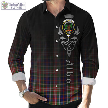Christie Tartan Long Sleeve Button Up Featuring Alba Gu Brath Family Crest Celtic Inspired