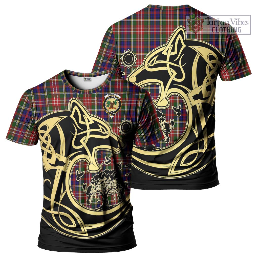Christie Tartan T-Shirt with Family Crest Celtic Wolf Style Kid's Shirt - Tartan Vibes Clothing