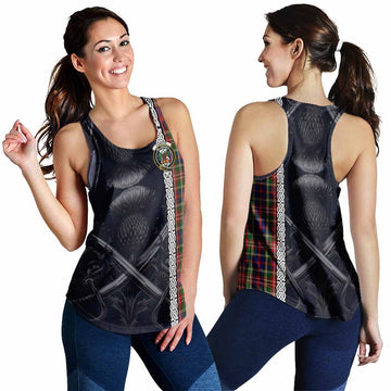 Tartan Vibes Clothing Christie Tartan Women's Racerback Tanks with Family Crest Cross Sword Thistle Celtic Vibes