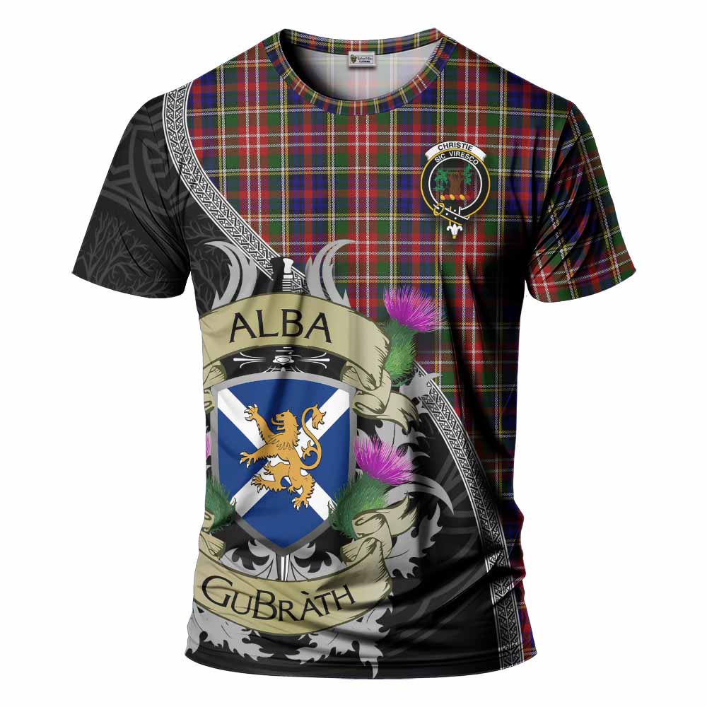 Tartan Vibes Clothing Christie Tartan Family Crest T-Shirt Lion Rampant Royal Thistle Shield Celtic Inspired