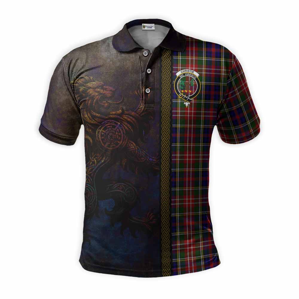 Tartan Vibes Clothing Christie Tartan Family Crest Polo Shirt Alba Gu Brath Be Brave Lion Ancient Style