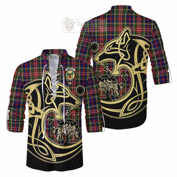 Tartan Vibes Clothing Christie Tartan Ghillie Kilt Shirt with Family Crest Celtic Wolf Style