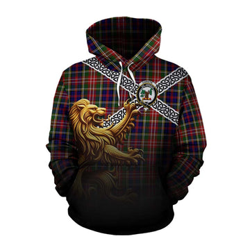 Christie Crest Tartan Cotton Hoodie with Golden Lion Emblem Celtic Style