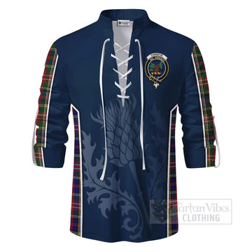Tartan Vibes Clothing Christie Tartan Ghillie Kilt Shirt with Family Crest and Scottish Thistle Vibes Sport Style