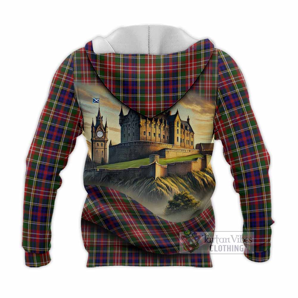 Tartan Vibes Clothing Christie Tartan Family Crest Knitted Hoodie with Scottish Ancient Castle Style