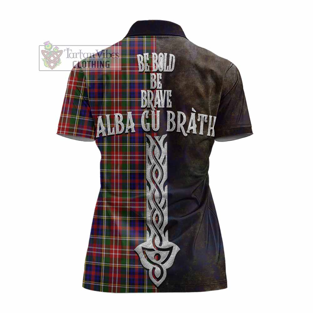 Tartan Vibes Clothing Christie Tartan Family Crest Women's Polo Shirt Alba Gu Brath Be Brave Lion Ancient Style