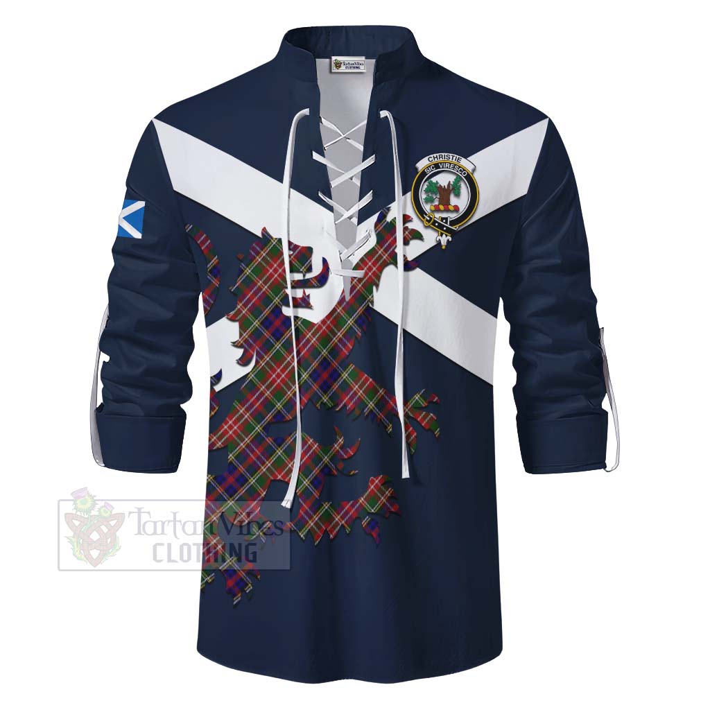 Tartan Vibes Clothing Christie Tartan Lion Rampant Ghillie Kilt Shirt Proudly Display Your Heritage with Alba Gu Brath and Clan Name