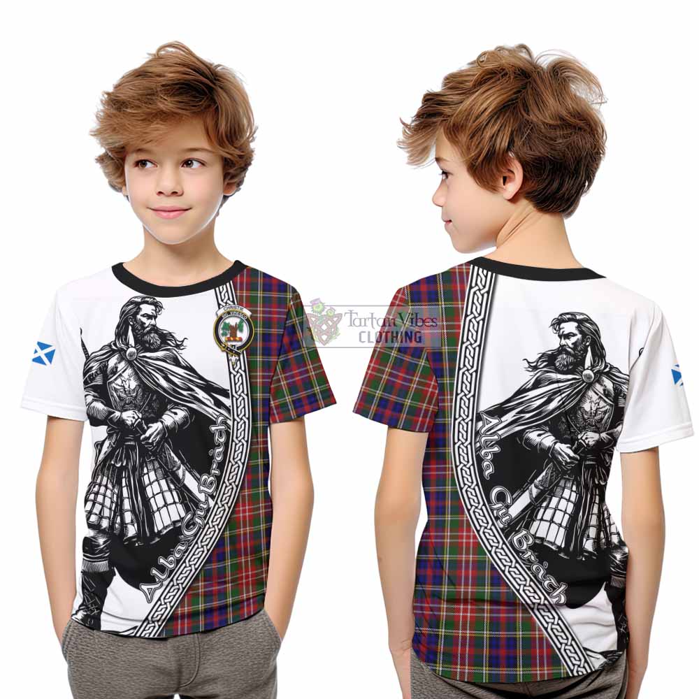 Christie Tartan Clan Crest Kid T-Shirt with Highlander Warrior Celtic Style