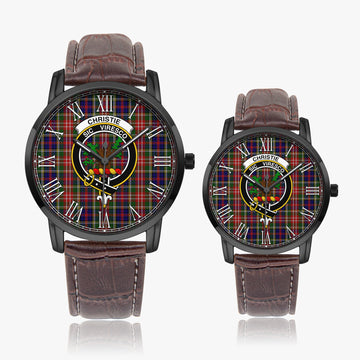 Christie Tartan Family Crest Leather Strap Quartz Watch