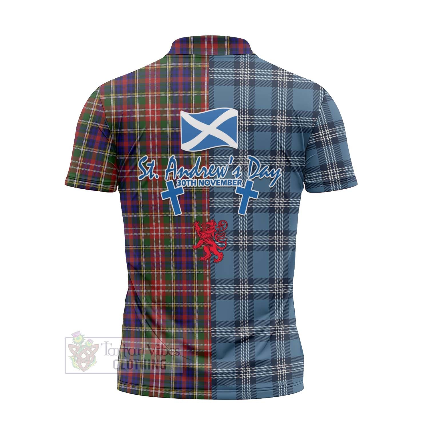 Tartan Vibes Clothing Christie Tartan Zipper Polo Shirt Happy St. Andrew's Day Half Tartan Style