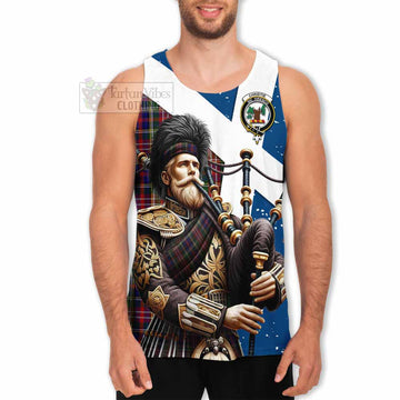 Christie Tartan Men's Tank Top with Family Crest Scottish Bagpiper Vibes