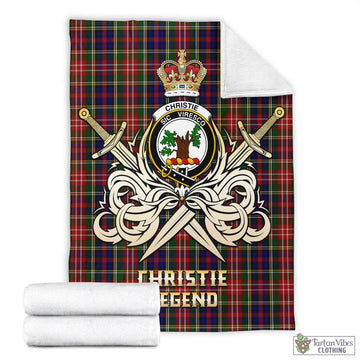 Christie Tartan Blanket with Clan Crest and the Golden Sword of Courageous Legacy
