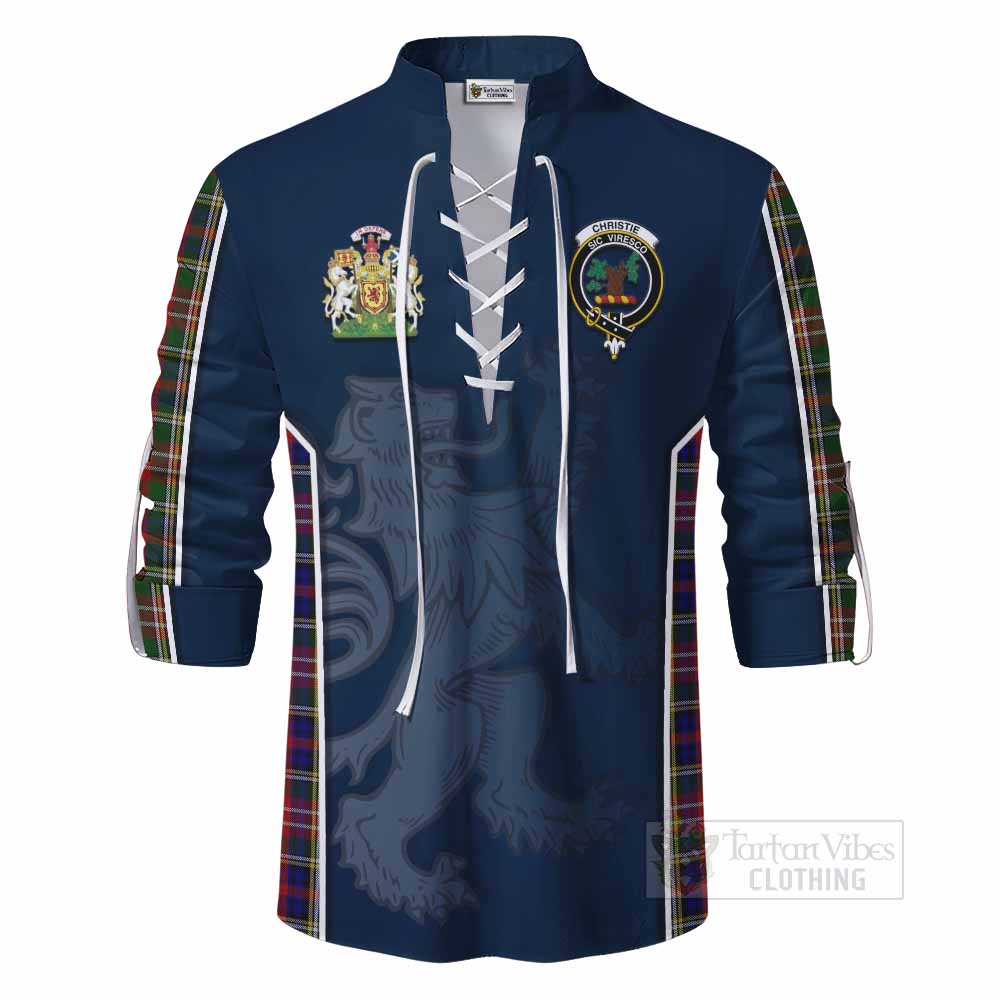 Tartan Vibes Clothing Christie Tartan Ghillie Kilt Shirt with Family Crest and Lion Rampant Vibes Sport Style