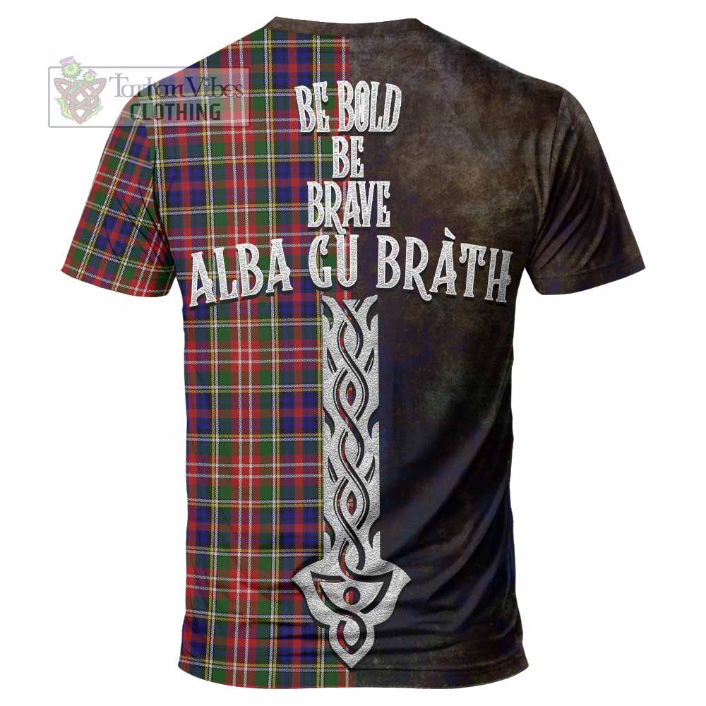 Tartan Vibes Clothing Christie Tartan Family Crest T-Shirt Alba Gu Brath Be Brave Lion Ancient Style