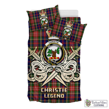 Christie Tartan Bedding Set with Clan Crest and the Golden Sword of Courageous Legacy