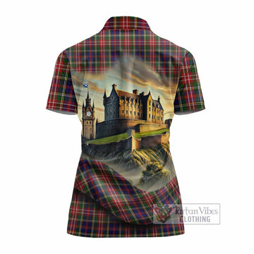 Tartan Vibes Clothing Christie Tartan Family Crest Women's Polo Shirt with Scottish Ancient Castle Stype