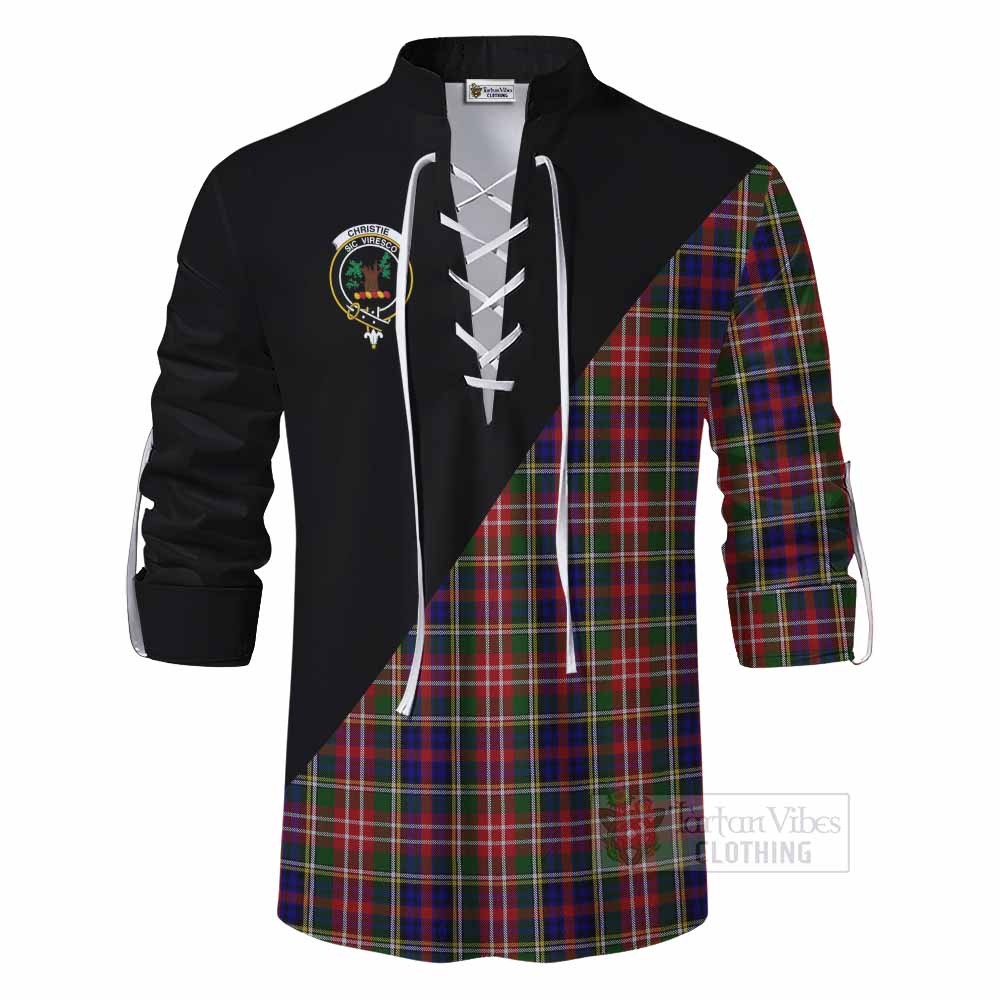 Tartan Vibes Clothing Christie Tartan Ghillie Kilt Shirt with Family Crest and Military Logo Style
