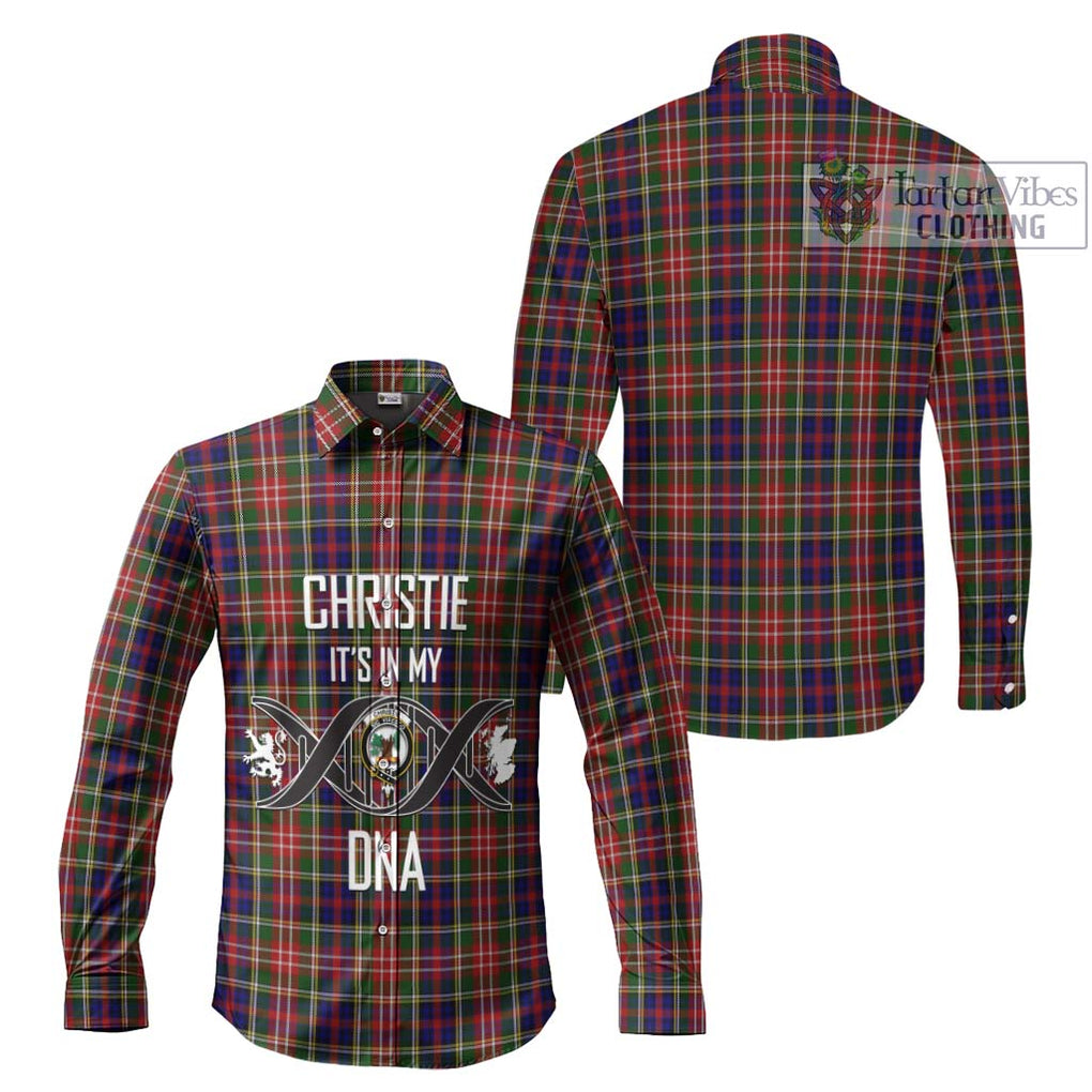 Christie Tartan Long Sleeve Button Shirt with Family Crest DNA In Me Style Men's Shirt - Tartanvibesclothing Shop