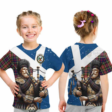 Tartan Vibes Clothing Christie Tartan Kid T-Shirt with Family Crest Scottish Bagpiper Vibes