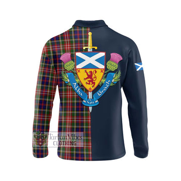 Tartan Vibes Clothing Christie Tartan Long Sleeve Polo Shirt with Scottish Lion Royal Arm Half Style