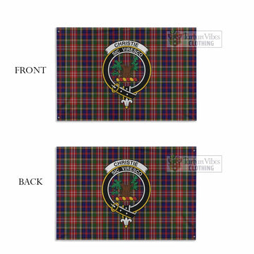 Tartan Vibes Clothing Christie Tartan House Flag with Family Crest