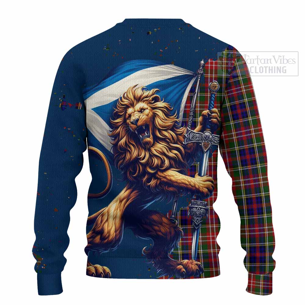 Tartan Vibes Clothing Christie Tartan Family Crest Knitted Sweater with Scottish Majestic Lion