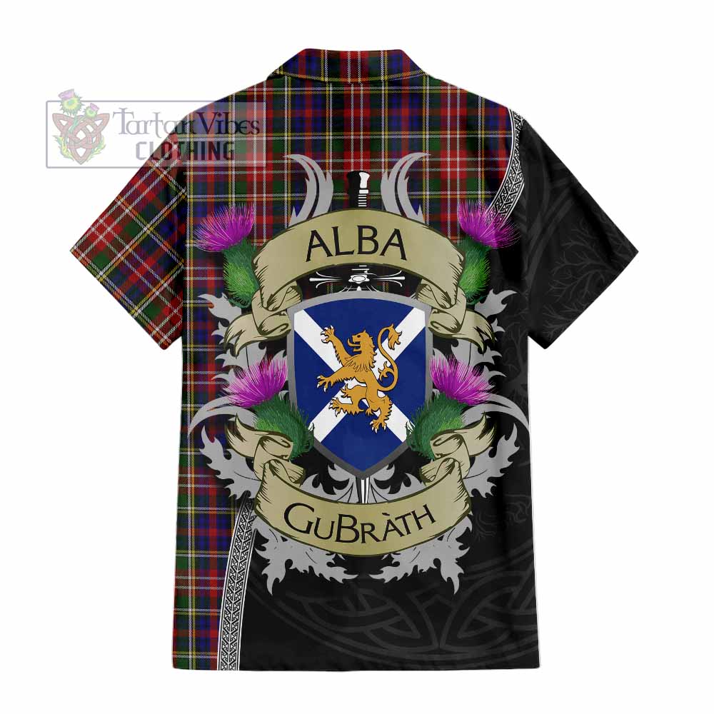 Tartan Vibes Clothing Christie Tartan Family Crest Short Sleeve Button Shirt Lion Rampant Royal Thistle Shield Celtic Inspired
