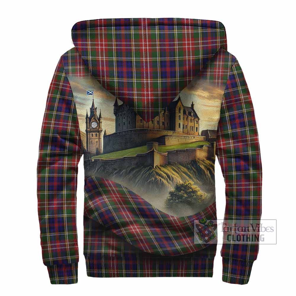 Tartan Vibes Clothing Christie Tartan Family Crest Sherpa Hoodie with Scottish Ancient Castle Style