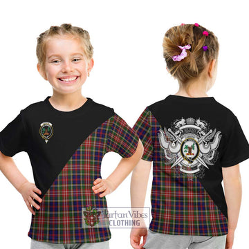 Christie Tartan Kid T-Shirt with Family Crest and Military Logo Style - Tartanvibesclothing Shop