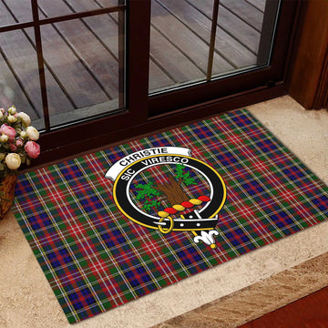 Christie Tartan Rubber Doormat with Family Crest