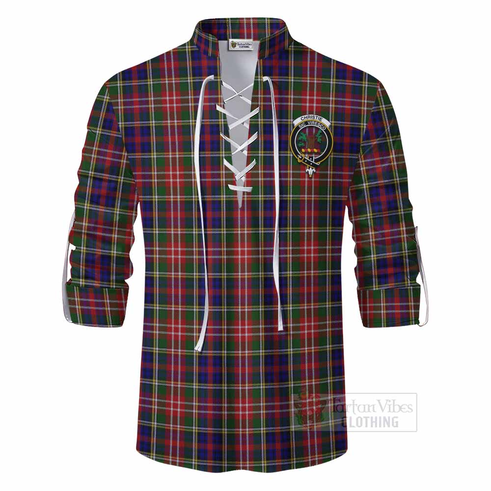 Tartan Vibes Clothing Christie Tartan Ghillie Kilt Shirt with Family Crest DNA In Me Style