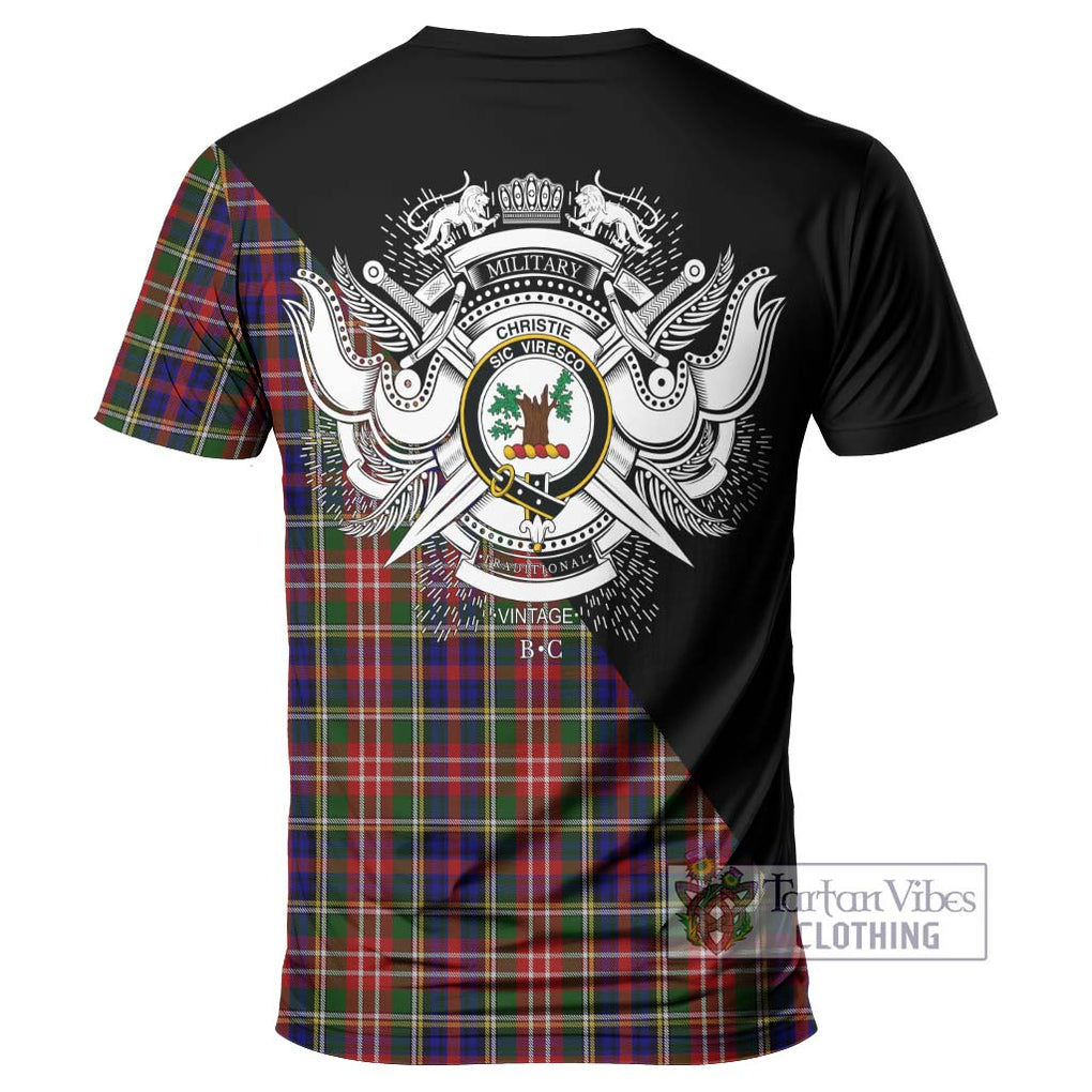 Christie Tartan T-Shirt with Family Crest and Military Logo Style - Tartanvibesclothing Shop