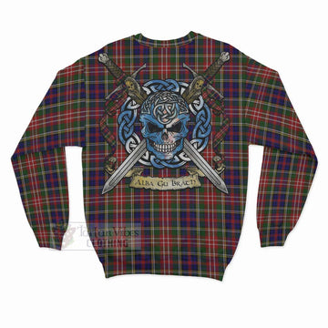 Tartan Vibes Clothing Christie Tartan Sweatshirt with Family Crest Celtic Skull Style